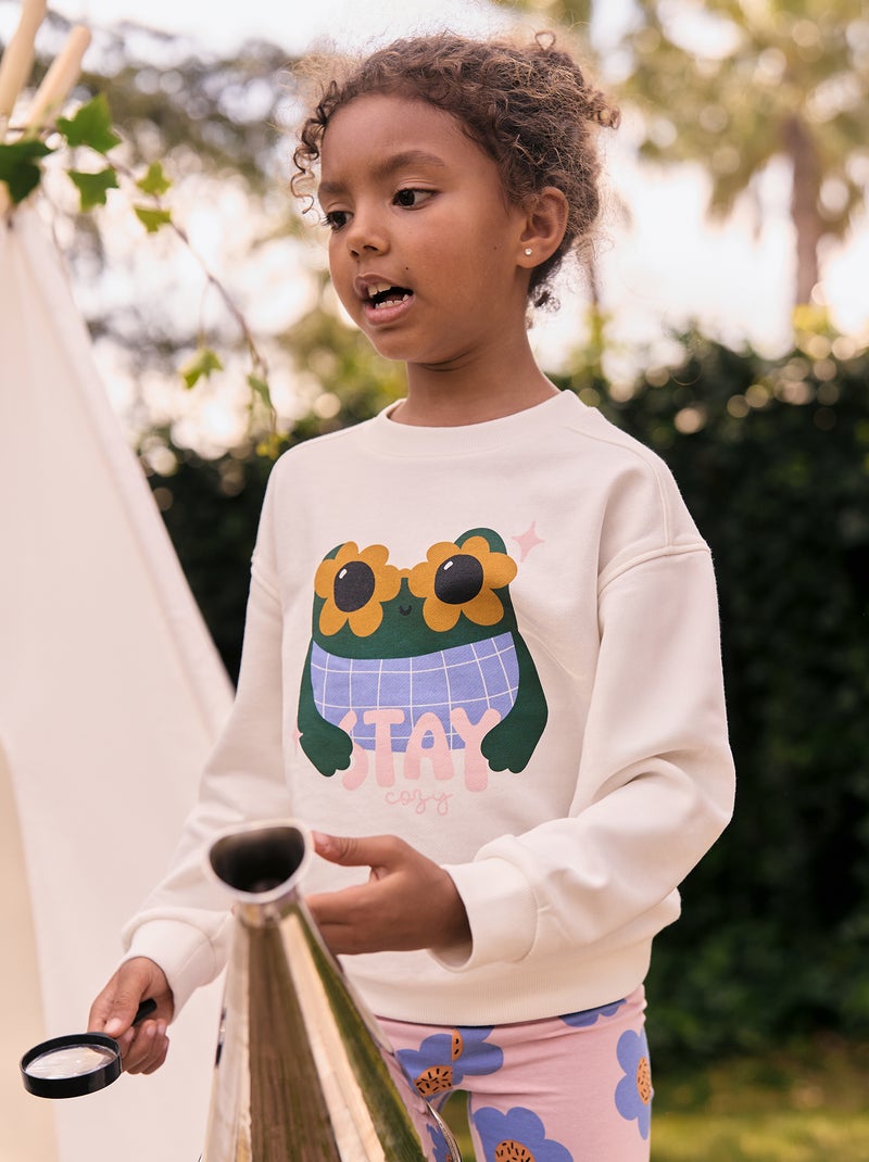 Sweatshirt de gola redonda  - Grafik Edition Branco - Kiabi