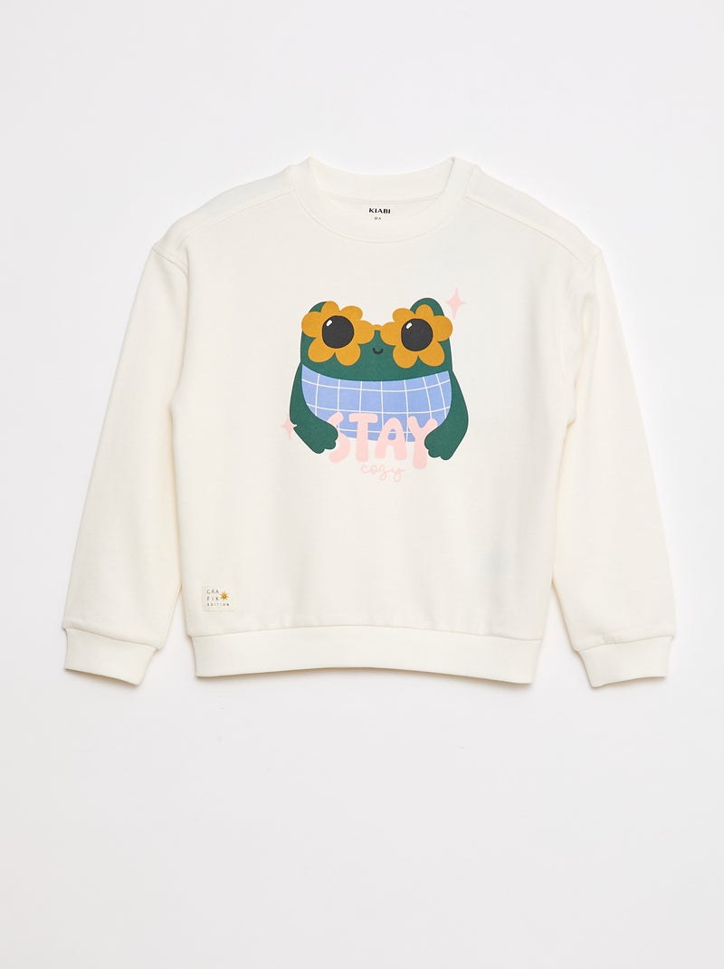 Sweatshirt de gola redonda  - Grafik Edition Branco - Kiabi