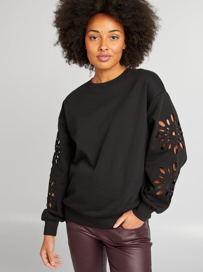 Sweatshirt de gola redonda ajurada 'Only Maternity' PRETO - Kiabi