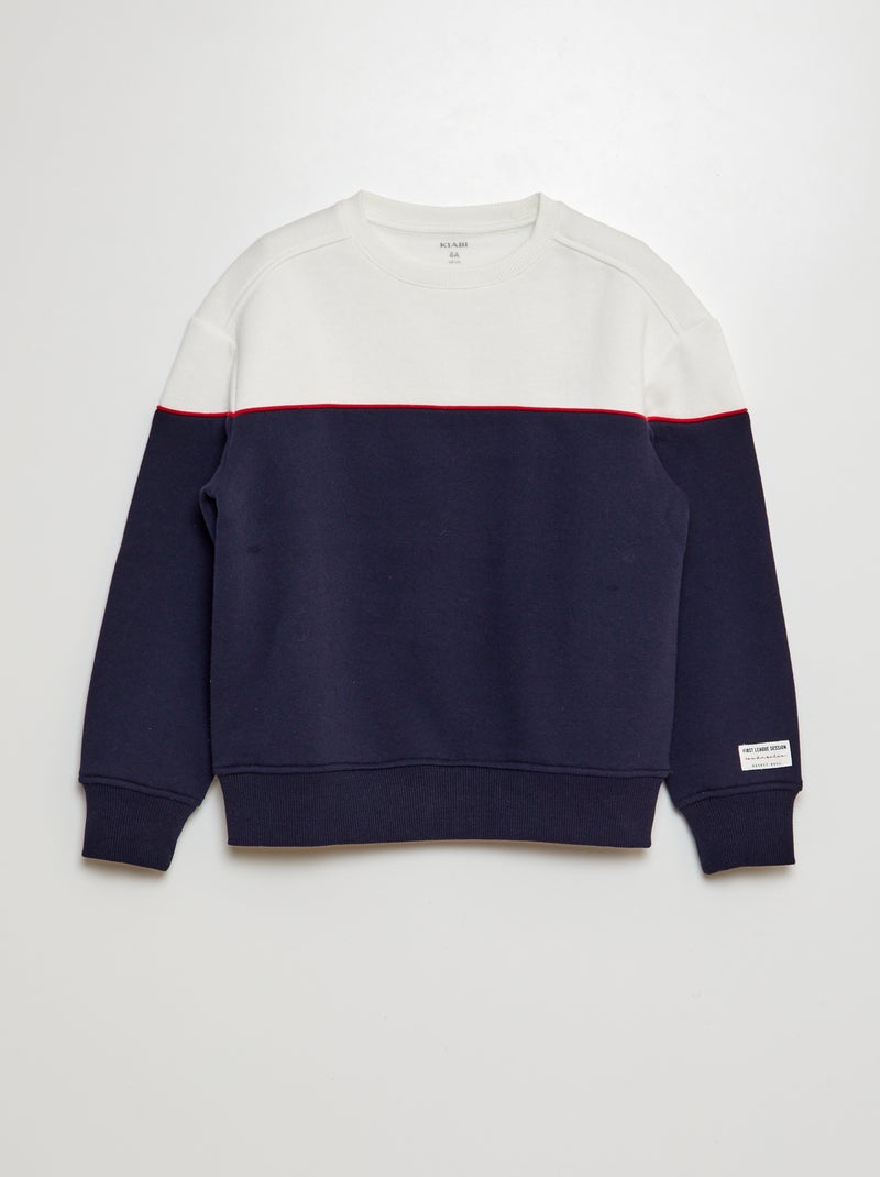Sweatshirt de gola redonda bicolor AZUL - Kiabi