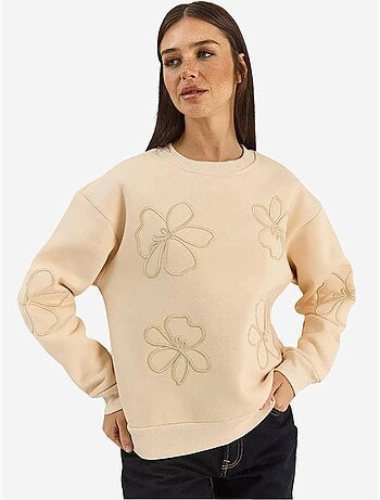 Sweatshirt de gola redonda bordada de manga comprida lucci