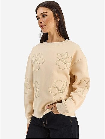 Sweatshirt de gola redonda bordada de manga comprida lucci