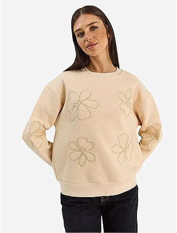 Sweatshirt de gola redonda bordada de manga comprida lucci