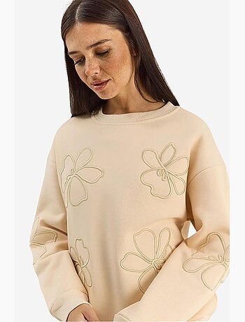 Sweatshirt de gola redonda bordada de manga comprida lucci