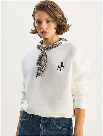 Sweatshirt de gola redonda bordada lucci