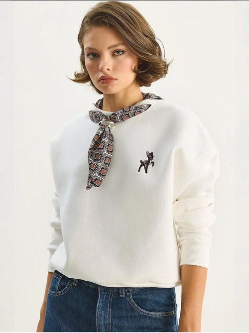 Sweatshirt de gola redonda bordada lucci - Kiabi