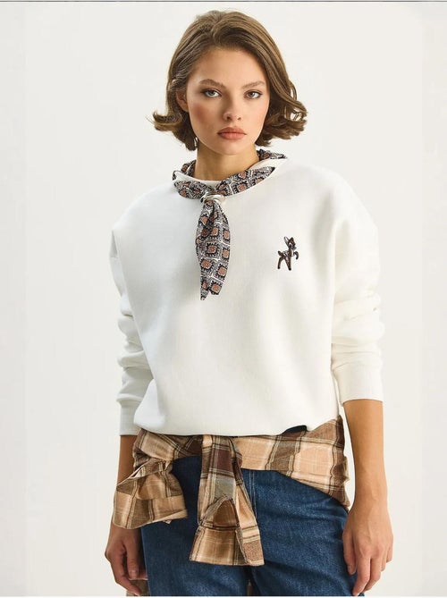 Sweatshirt de gola redonda bordada lucci - Kiabi