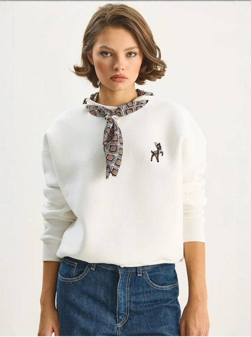 Sweatshirt de gola redonda bordada lucci - Kiabi