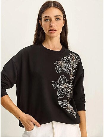 Sweatshirt de gola redonda bordada lucci