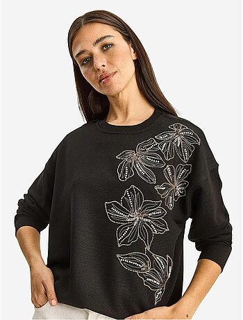 Sweatshirt de gola redonda bordada lucci
