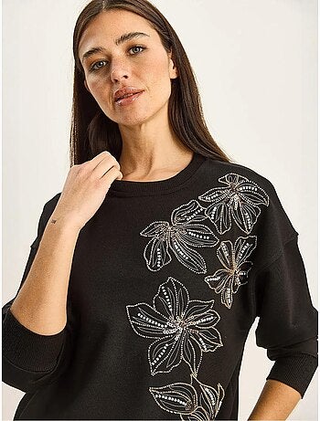 Sweatshirt de gola redonda bordada lucci