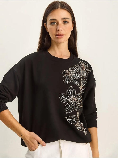Sweatshirt de gola redonda bordada lucci - Kiabi Sweatshirt de gola redonda bordada lucci - Kiabi