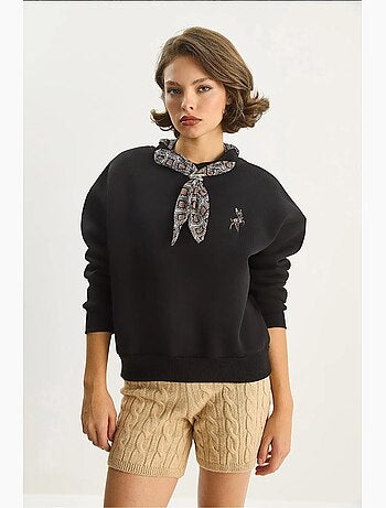 Sweatshirt de gola redonda bordada lucci
