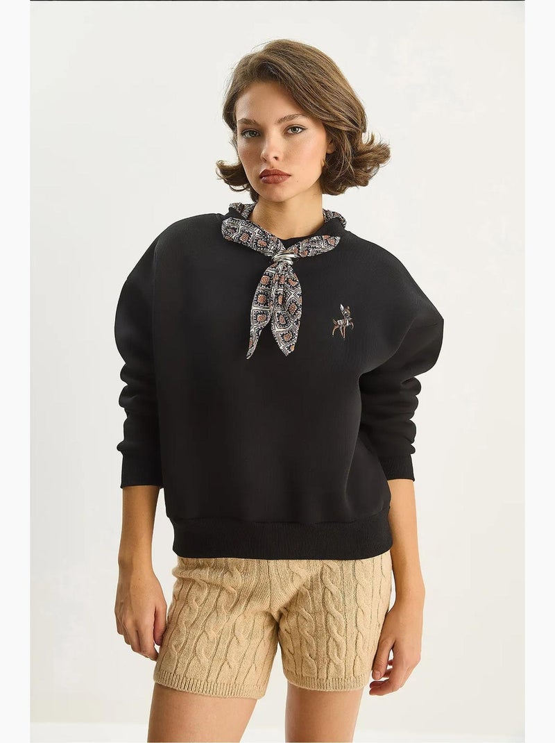 Sweatshirt de gola redonda bordada lucci Preto - Kiabi