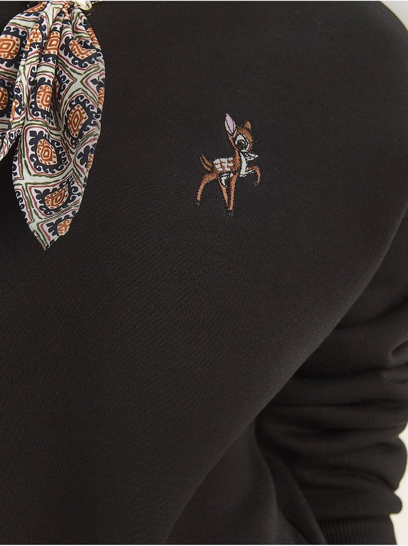 Sweatshirt de gola redonda bordada lucci Preto - Kiabi