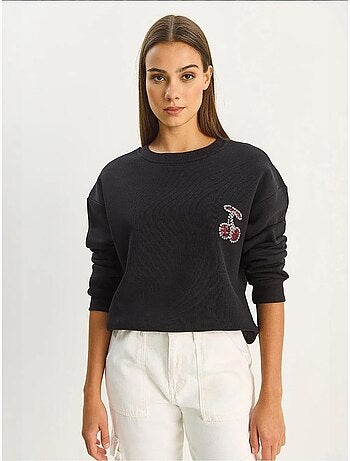 Sweatshirt de gola redonda bordada lucci