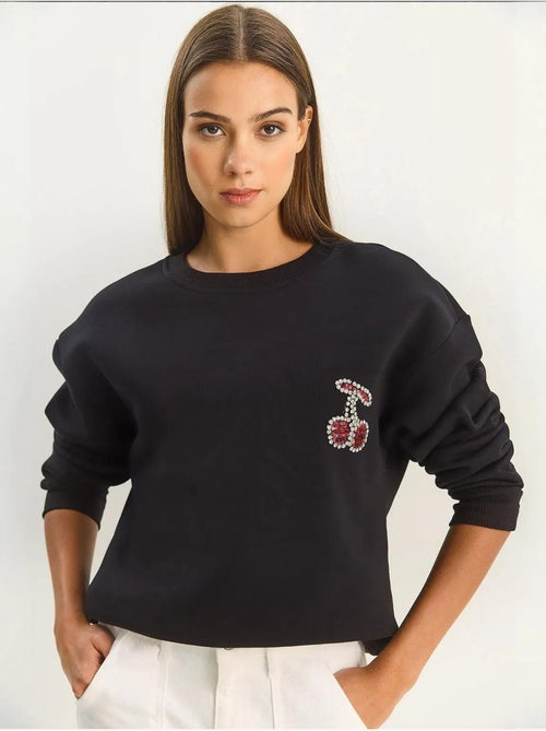 Sweatshirt de gola redonda bordada lucci - Kiabi