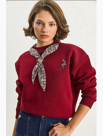 Sweatshirt de gola redonda bordada lucci