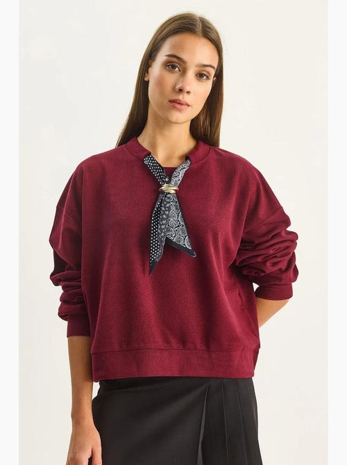 Sweatshirt de gola redonda canelada com detalhe de acessório tipo lenço lucci - Kiabi