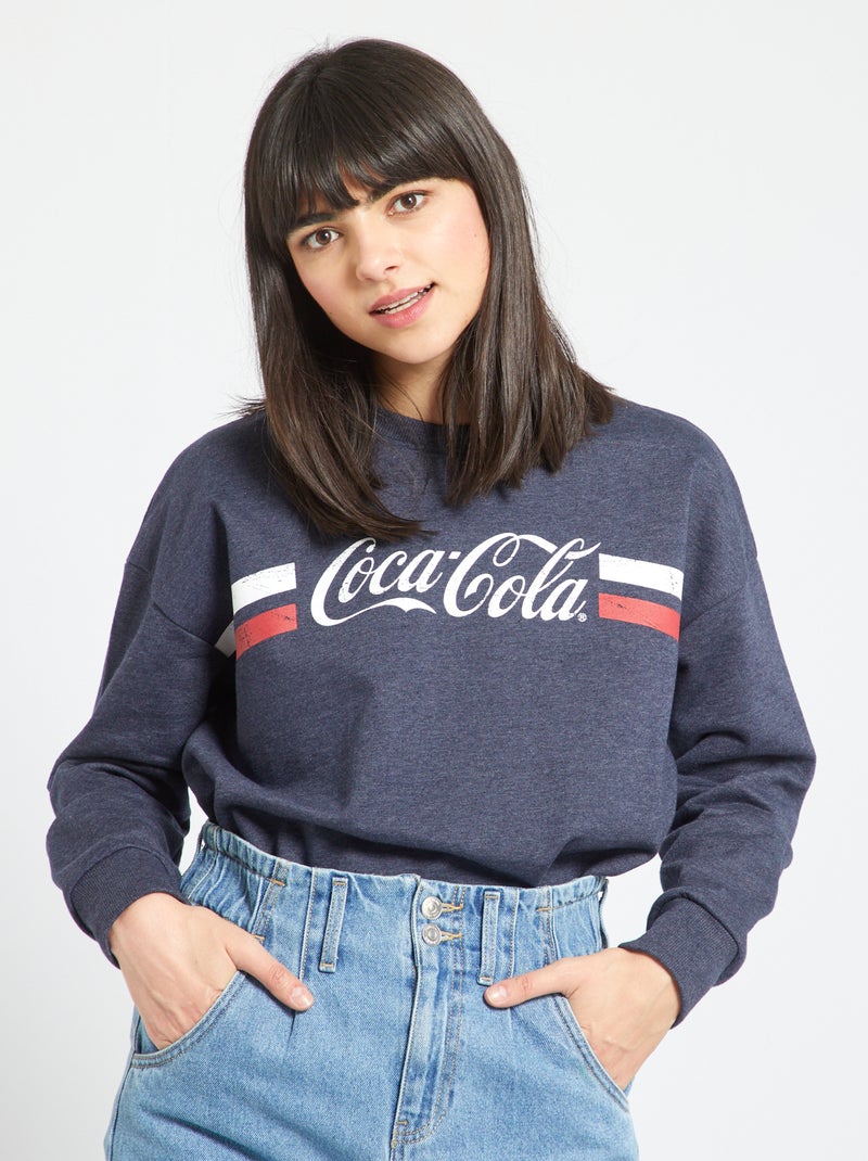 Sweatshirt de gola redonda 'Coca Cola' AZUL - Kiabi