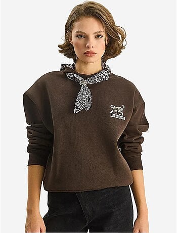 Sweatshirt de gola redonda com acessório estampado lucci