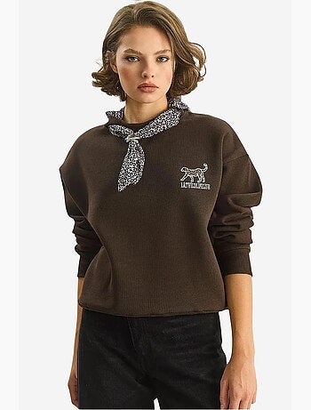 Sweatshirt de gola redonda com acessório estampado lucci