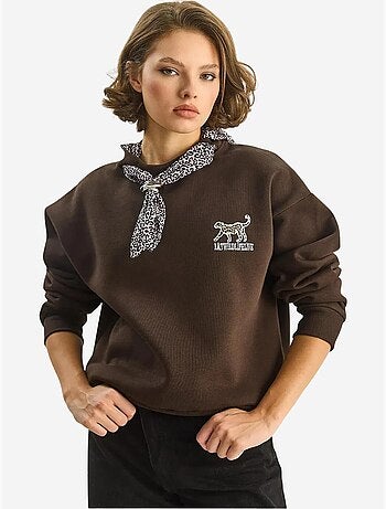 Sweatshirt de gola redonda com acessório estampado lucci