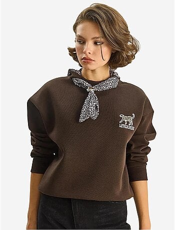 Sweatshirt de gola redonda com acessório estampado lucci