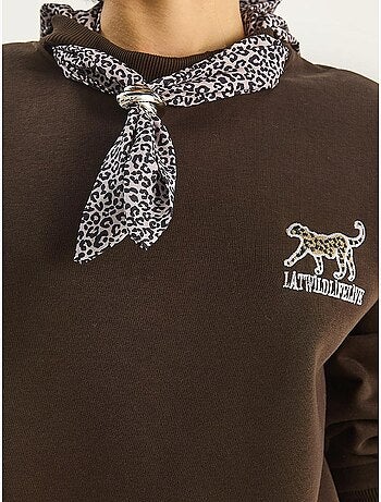Sweatshirt de gola redonda com acessório estampado lucci