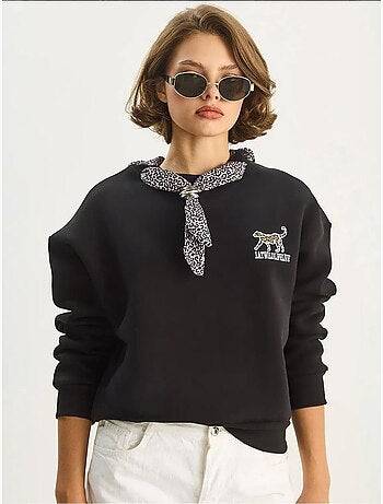 Sweatshirt de gola redonda com acessório estampado lucci
