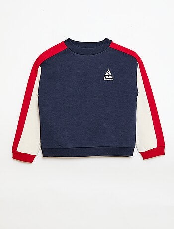 Sweatshirt de gola redonda com blocos de cor