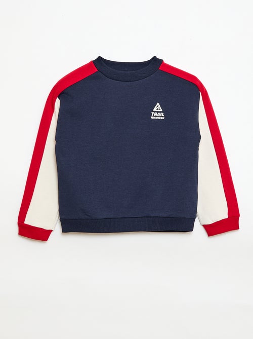 Sweatshirt de gola redonda com blocos de cor - Kiabi