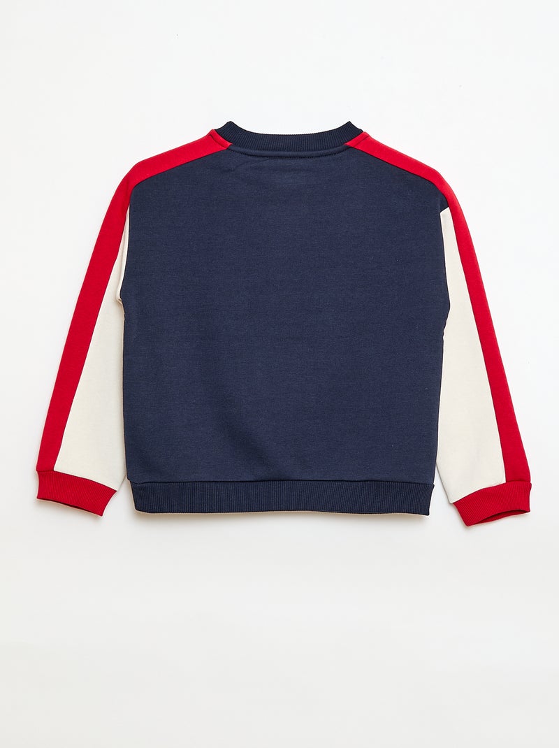 Sweatshirt de gola redonda com blocos de cor Azul - Kiabi