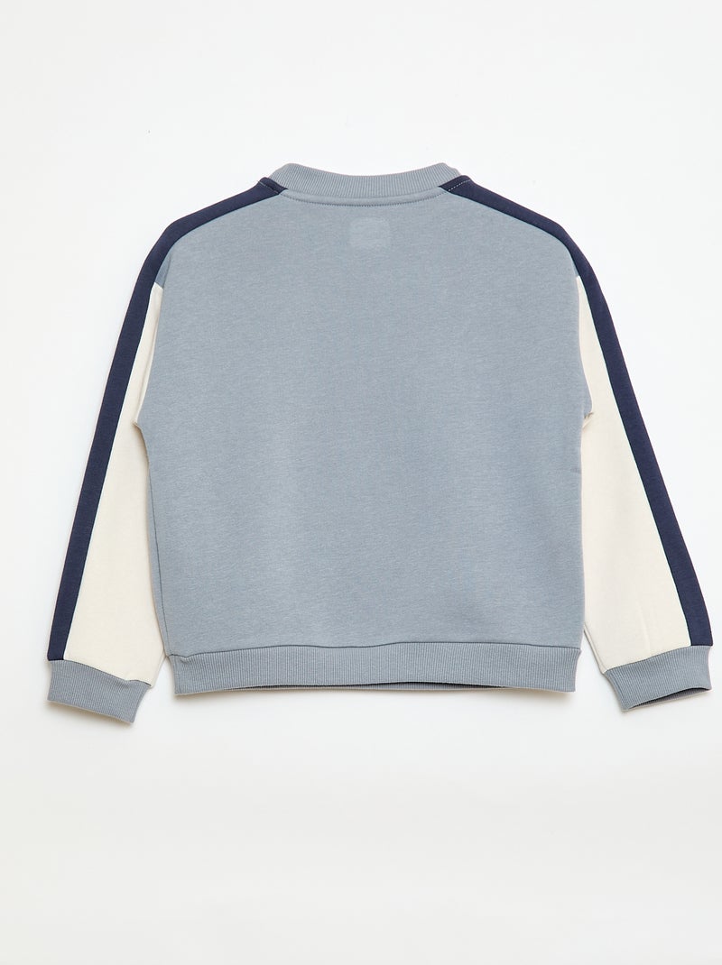 Sweatshirt de gola redonda com blocos de cor Azul - Kiabi