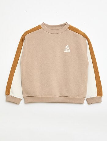 Sweatshirt de gola redonda com blocos de cor