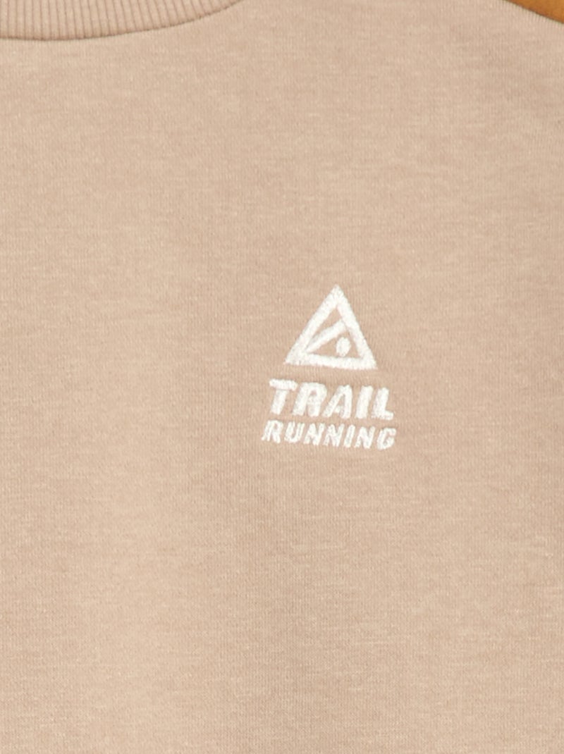 Sweatshirt de gola redonda com blocos de cor Bege - Kiabi