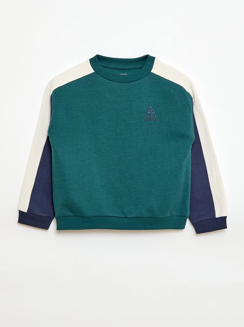 Sweatshirt de gola redonda com blocos de cor - Kiabi