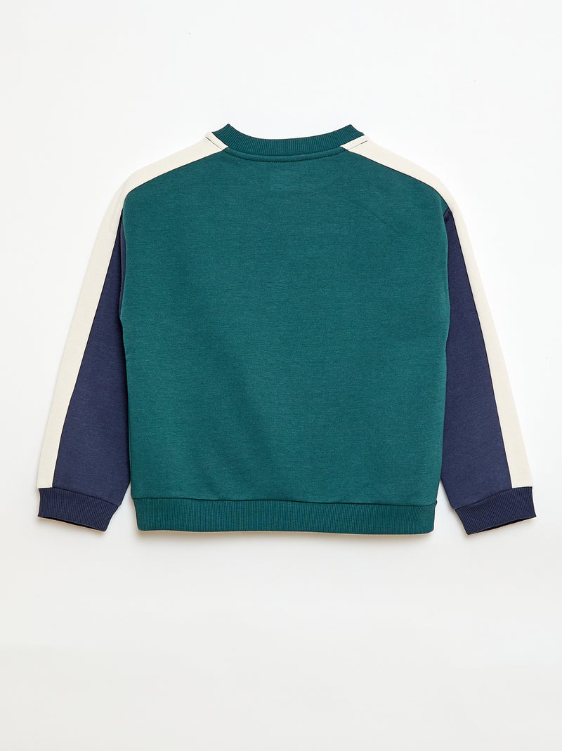 Sweatshirt de gola redonda com blocos de cor Verde - Kiabi