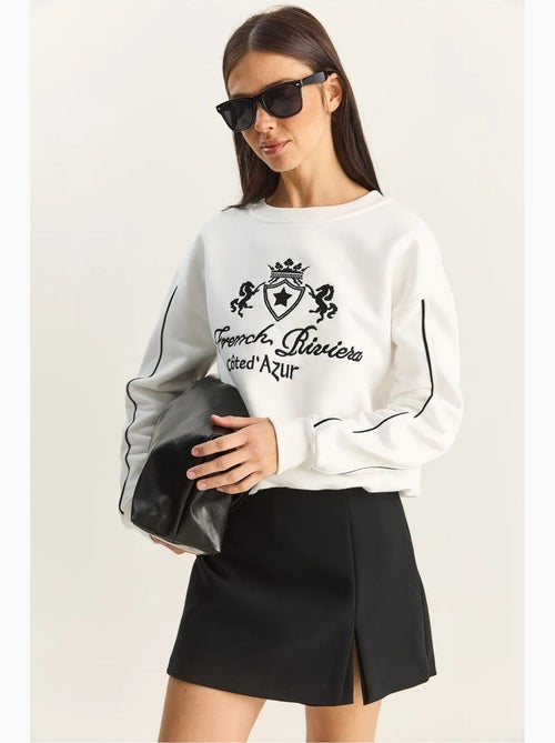 Sweatshirt de gola redonda com bordado lucci - Kiabi