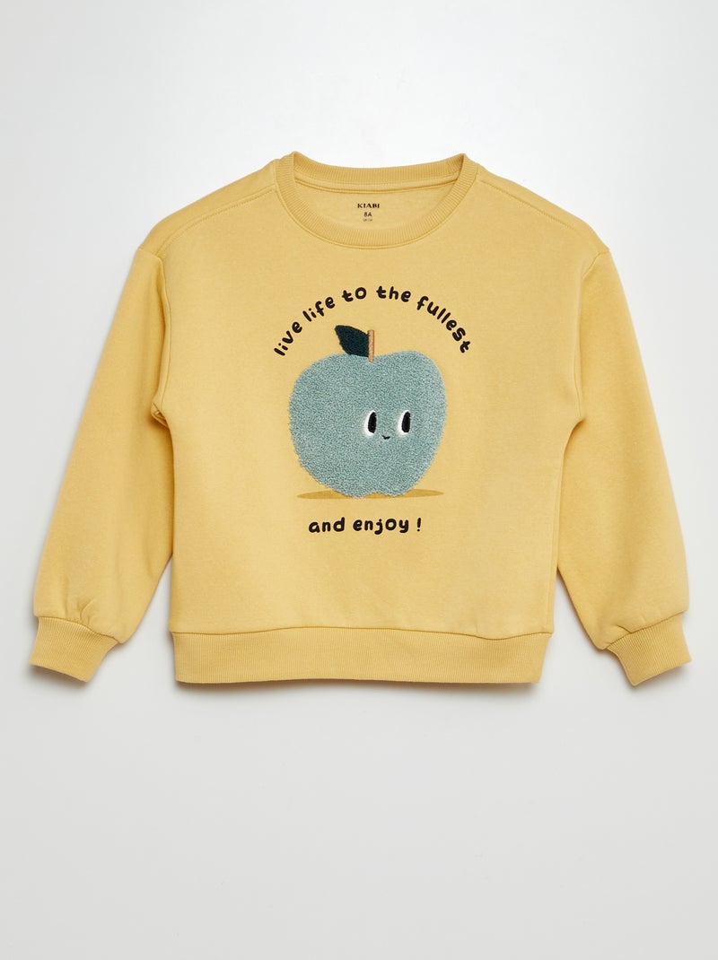 Sweatshirt de gola redonda com desenho AMARELO - Kiabi