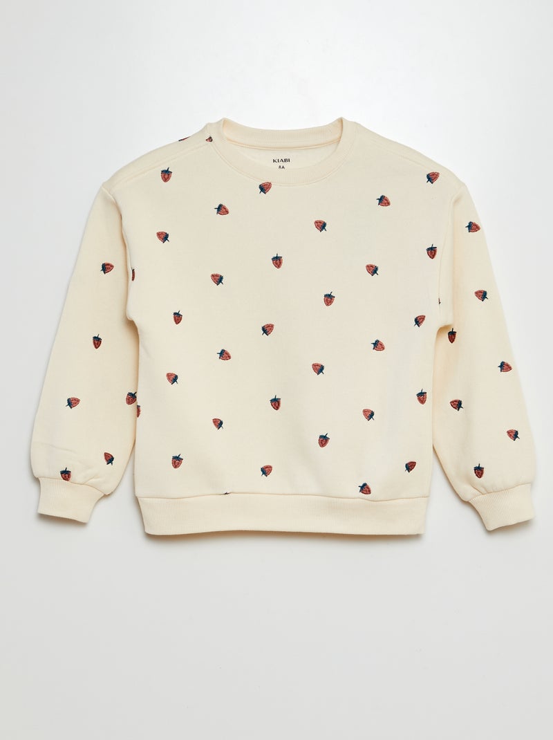 Sweatshirt de gola redonda com desenho BRANCO - Kiabi