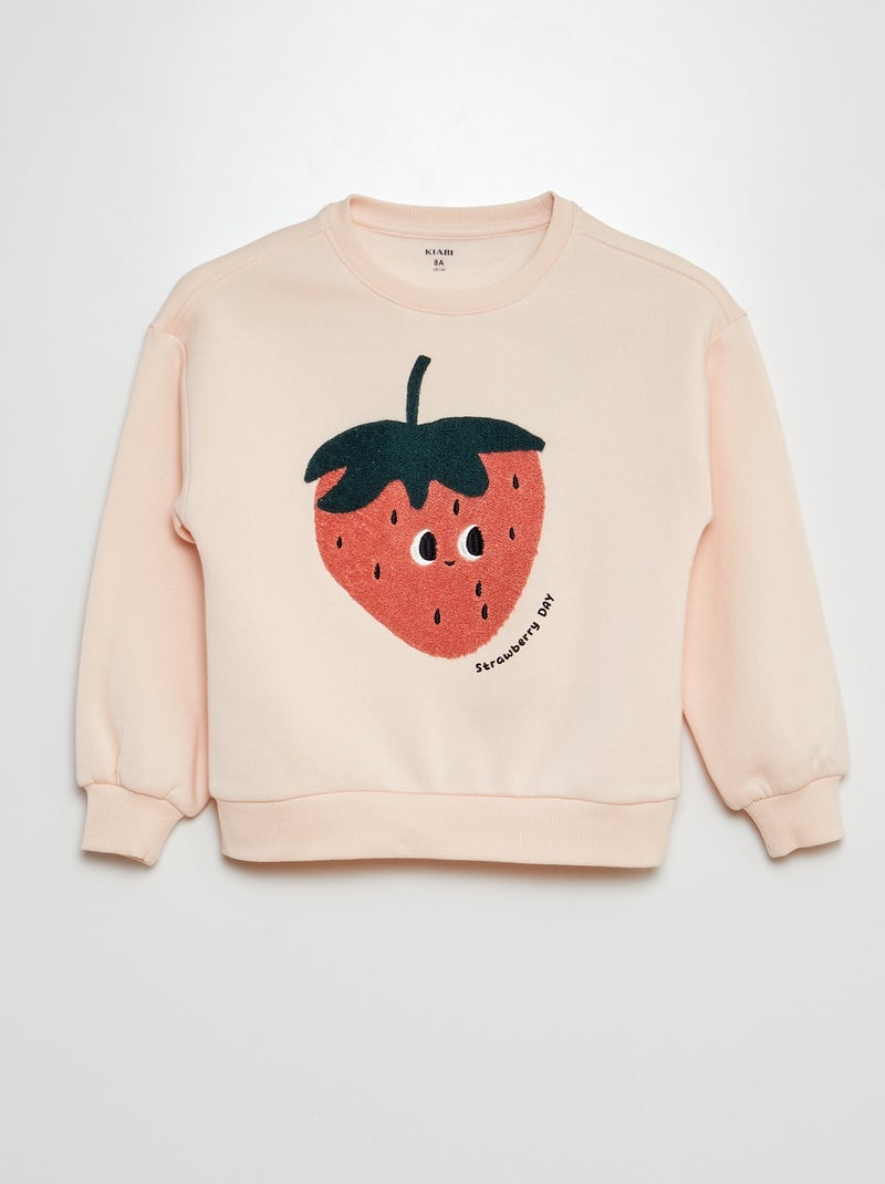 Sweatshirt de gola redonda com desenho ROSA - Kiabi