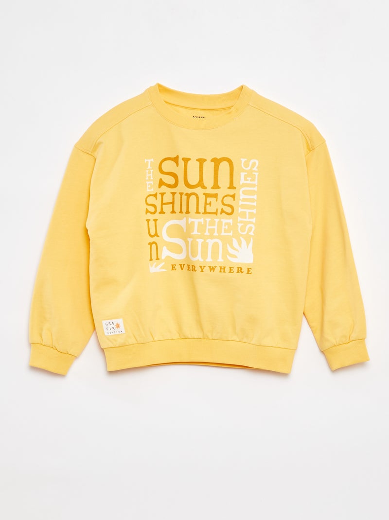 Sweatshirt de gola redonda com estampado AMARELO - Kiabi