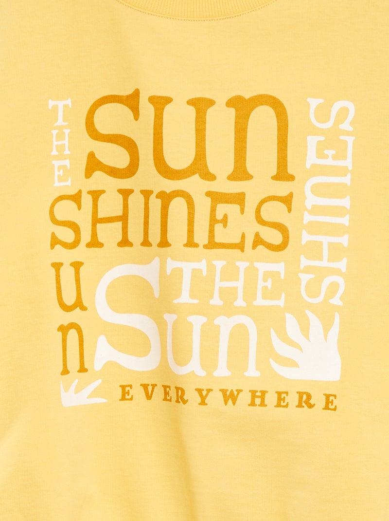 Sweatshirt de gola redonda com estampado AMARELO - Kiabi