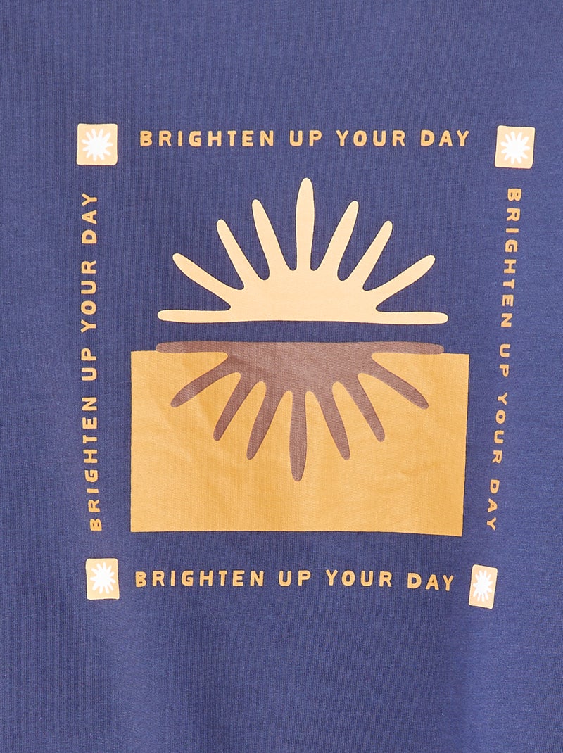 Sweatshirt de gola redonda com estampado AZUL - Kiabi