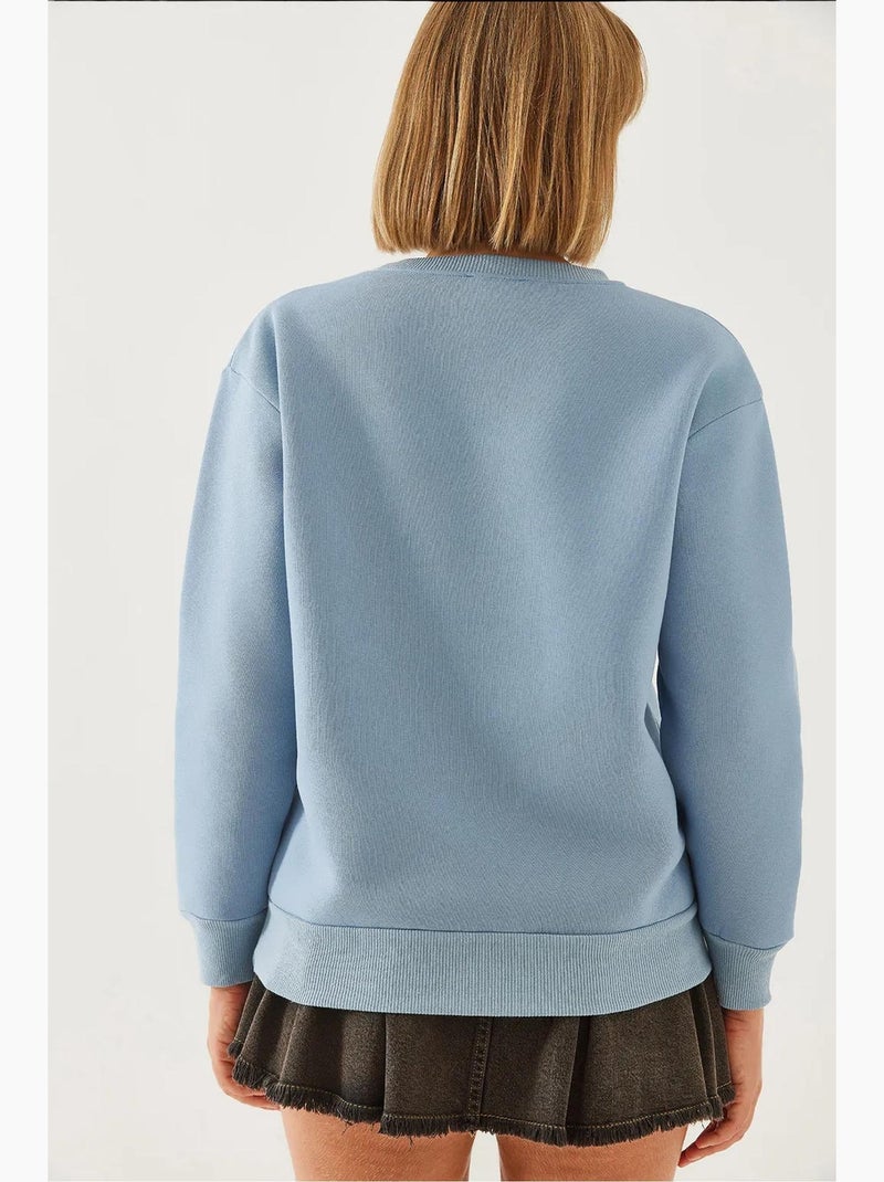 Sweatshirt de gola redonda com estampado de corações lucci Azul-céu - Kiabi