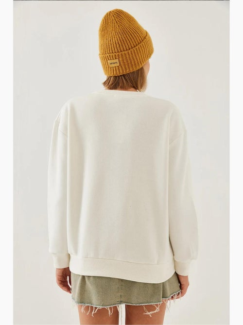 Sweatshirt de gola redonda com estampado de corações lucci - Kiabi