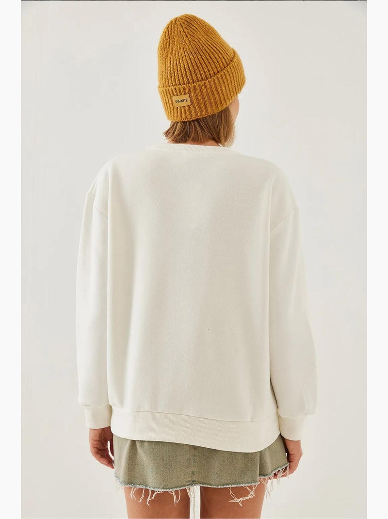 Sweatshirt de gola redonda com estampado de corações lucci Branco - Kiabi