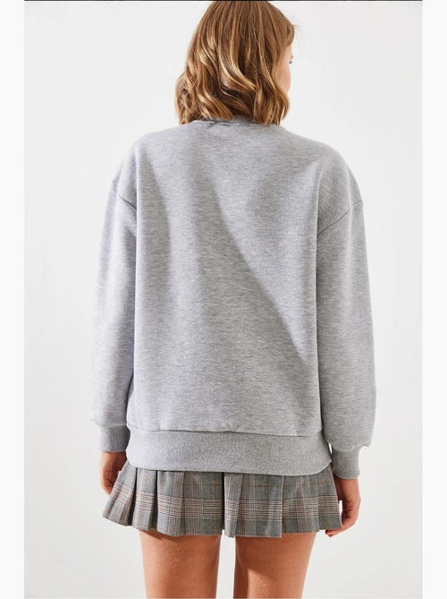 Sweatshirt de gola redonda com estampado de corações lucci - Kiabi