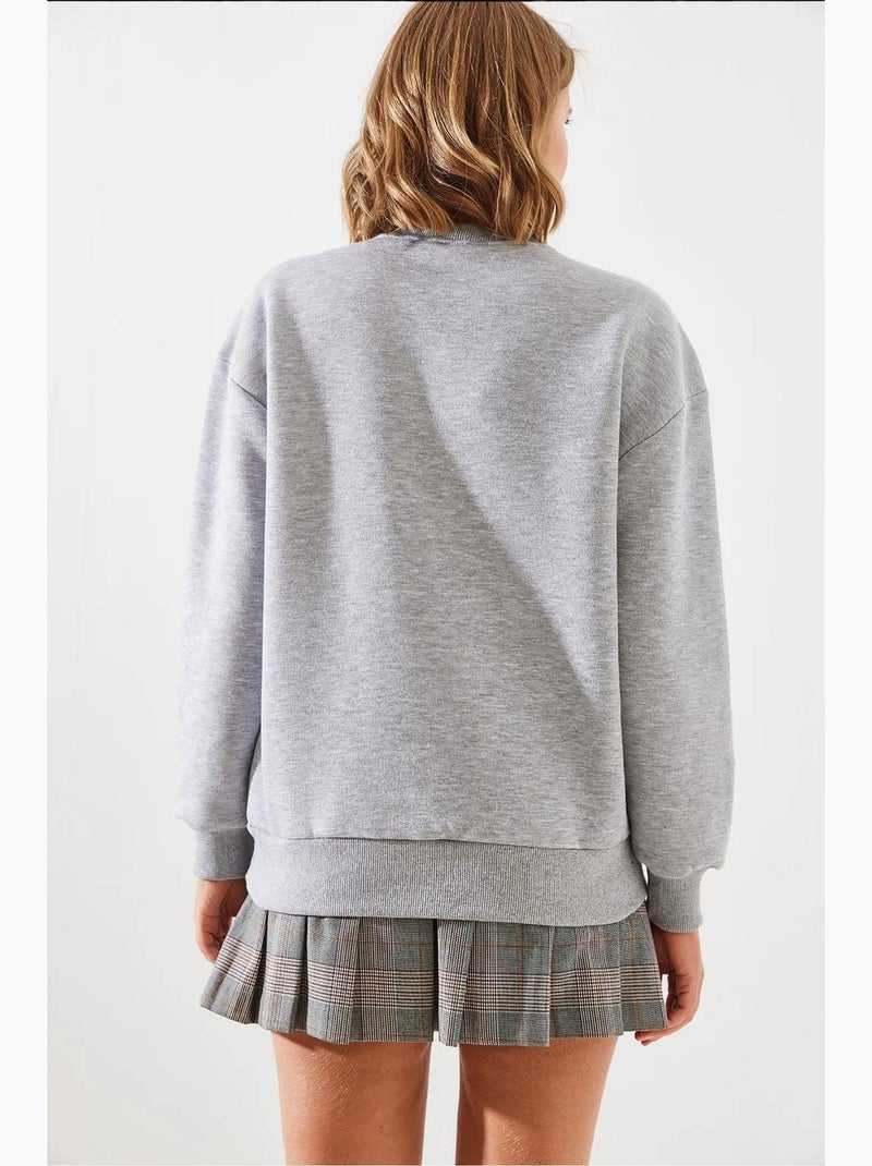 Sweatshirt de gola redonda com estampado de corações lucci Cinza claro - Kiabi